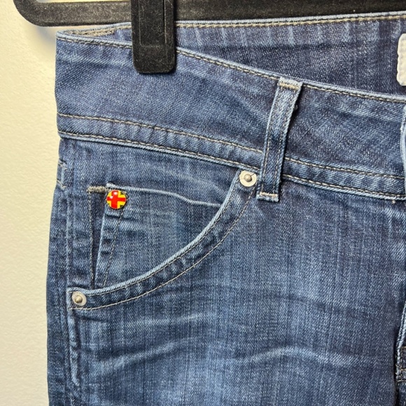 Hudson Signature Bootcut Flap Jeans Dark Blue Distressed Stretch Womens Sz 28x29 - Picture 7 of 15